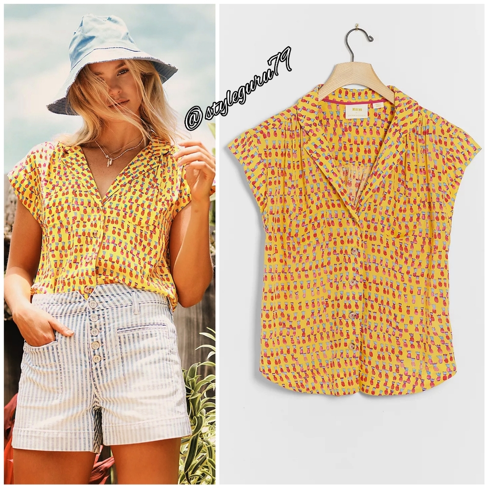 NWT, Anthropologie, Maeve Picnic Buttondown Top